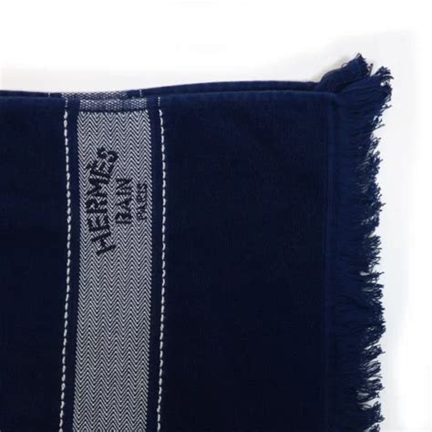 Drap de plage Yachting Hermès Coton Bleu Marine.